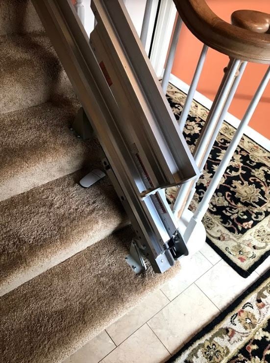 Bruno power folding rail for stairlift