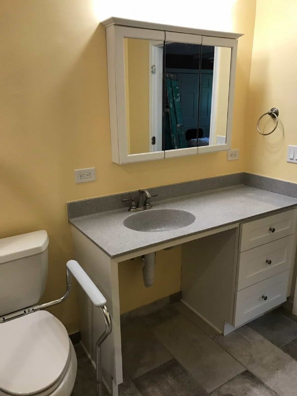Roll-under vanity sink