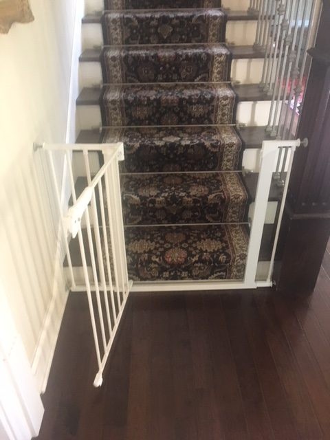 Kidco Pressure Mount Gate at Bottom of Stairs, Open
