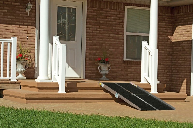 Suitcase Trifold AS Ramp, installed for front door access of home in Connecticut