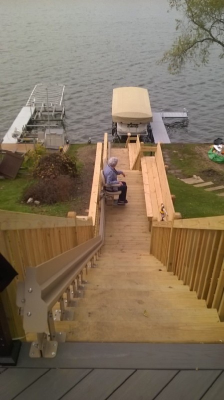 Bruno Elite Outdoor Curved Stair Lift installed in Wonder Lake, IL