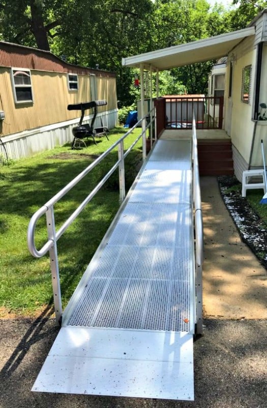 Aluminum wheelchair ramp installed in Aurora, IL