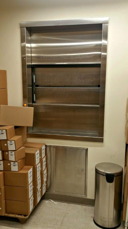 commercial dumbwaiter installed in Fannie May candy store in Chicago Illinois