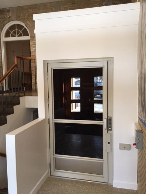 enclosed commercial lift at Lakeside Arts Park Crystal Lake Illinois