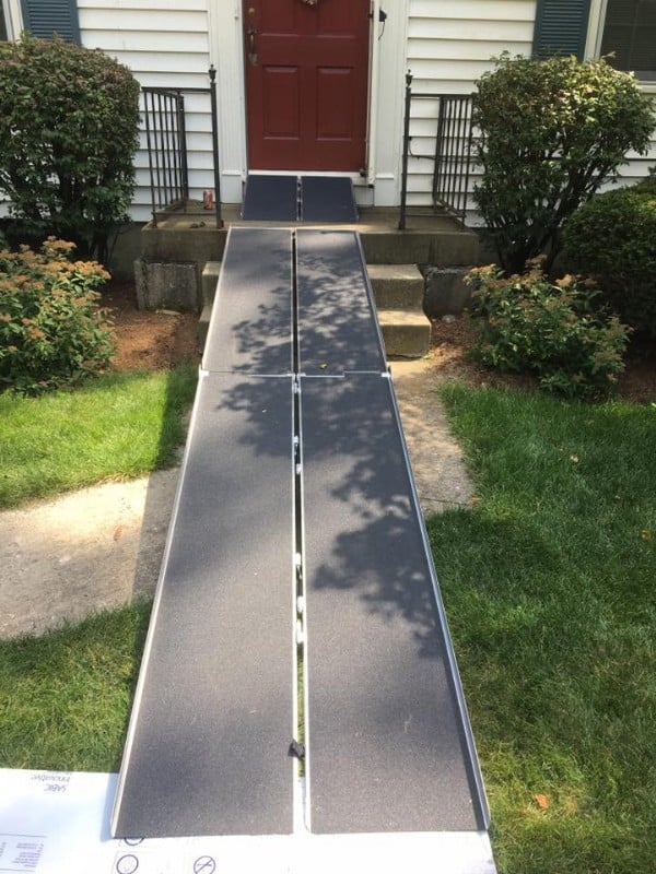 Suitcase Trifold AS Ramp, installed at front of home in Massachusetts