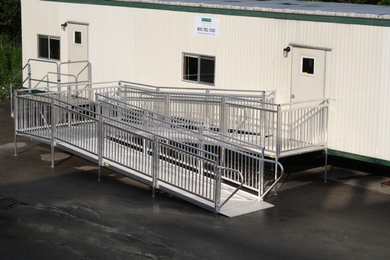 Commercial aluminum ramp for mobile office space installed by Lifeway Massachusetts