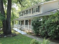 Aluminum wheelchair ramp installed at a local home