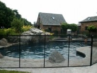 Client Using Cottage Pool Fence in backyard of Indiana home