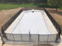 Pool Fence with White Cover