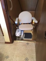 Stairlift at Top of Basement Stairs swiveled away from stairs