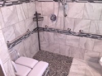accessible shower with grab bars shower chair in Indiana bathroom
