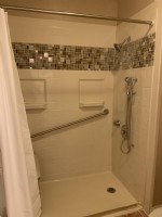 accessibleshower with grab bar and glide bar in Indianapolis home