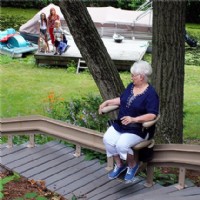 Bruno Elite Outdoor Curved Stair Lift, In Use