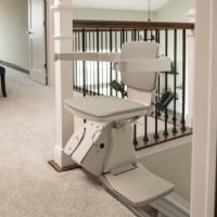 new Bruno Elan stair lift swiveled at top landing for safe exit
