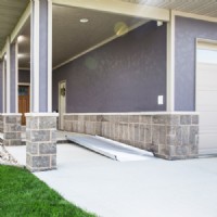 Solid Surface Portable Ramp, No Handrails, Installed, Angle View