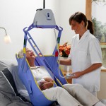 ArjoHuntleigh patient transfer solutions ceiling lift caregiver with-patient maxi sky 440