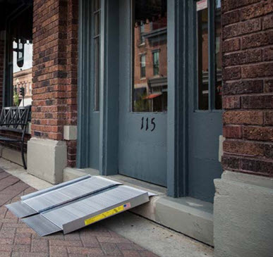 portable bi-fold aluminum wheelchair ramp for home access