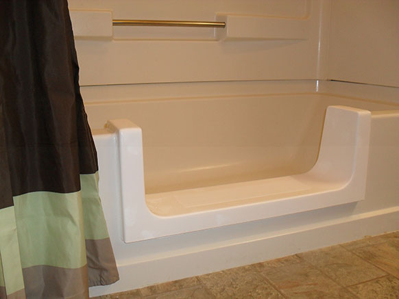tub cut-out for safe access to bathtub